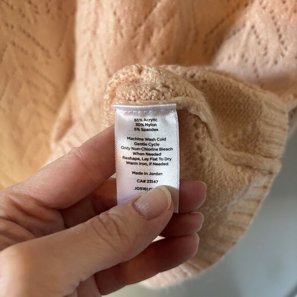 Talbots Womens Sweater Peach Beige Textured Long Sleeve Pullover Sz 1X - Picture 4 of 7